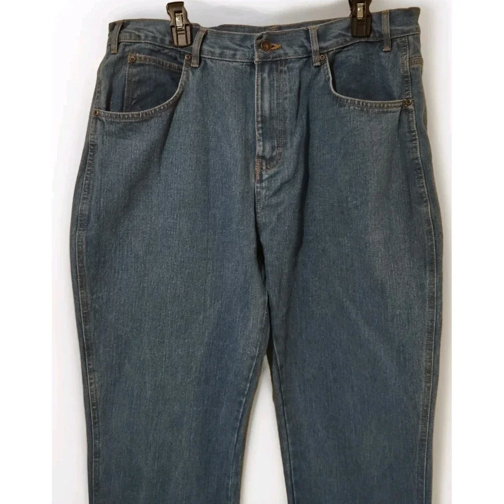 Mission Ridge Jeans Men's 38x32 Rugged Denim Workwear Blue Straight Leg 5 Pocket